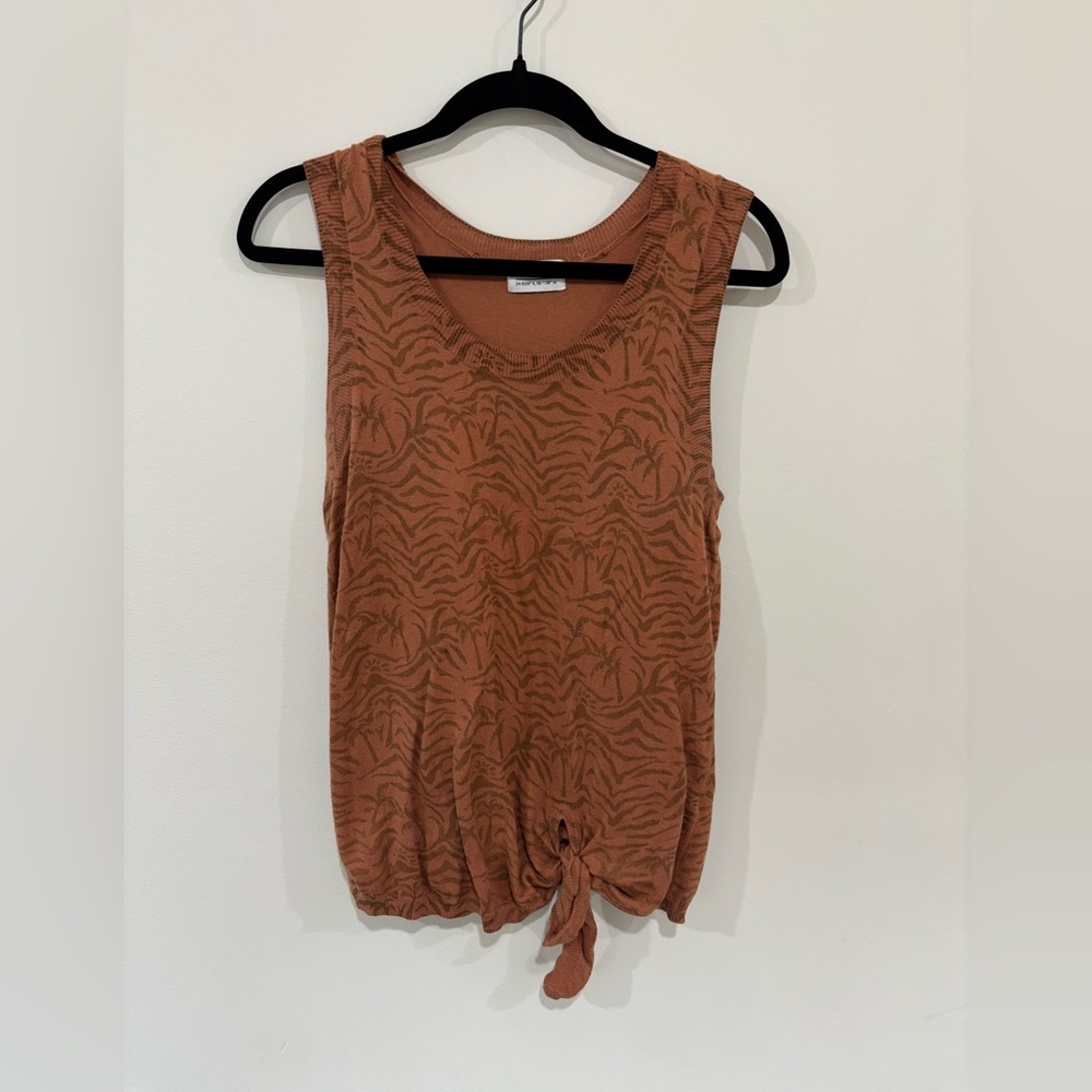 27 Miles Palm Tree Sleeveless Side Tie Sweater